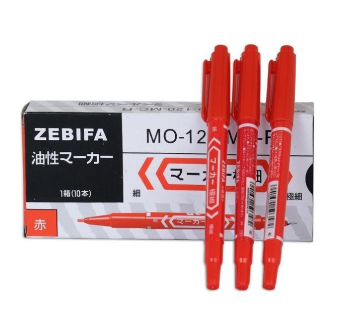 1 hộp 10 cây Bút lông dầu Zebra Mo.120 hai đầu nhỏ:1 dầu 0,5mm và 1 đầu 1mm