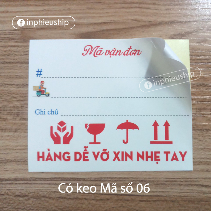 Phiếu ghi mã vận đơn có keo 100 tờ (MS06)