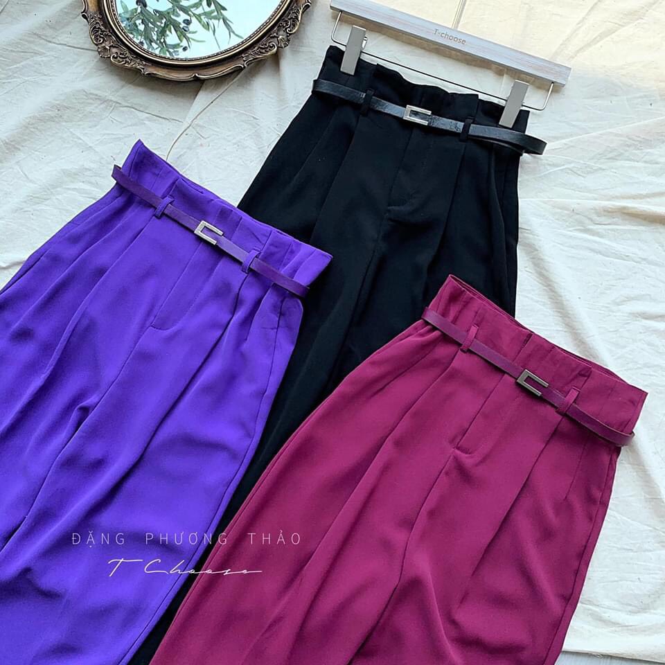 QUẦN BAGGY MÀU KÈM NỊT LƯNG CAO SNU