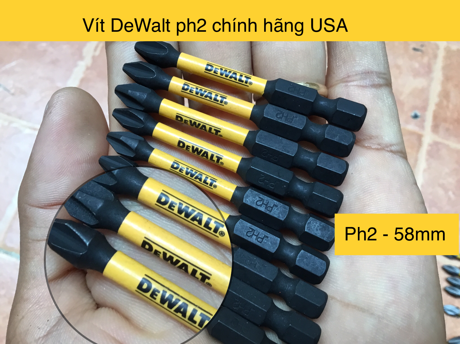 [HCM]Bộ 10 Mũi Vít DeWalt Nhập Ph2-58mm