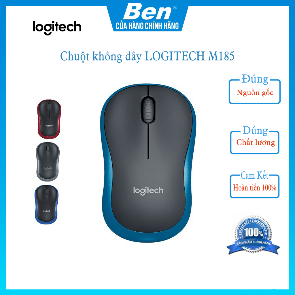 Chuột máy tính không dây Wireless LOGITECH M185 Bảo Hành 12 Tháng- Ben Computer Store