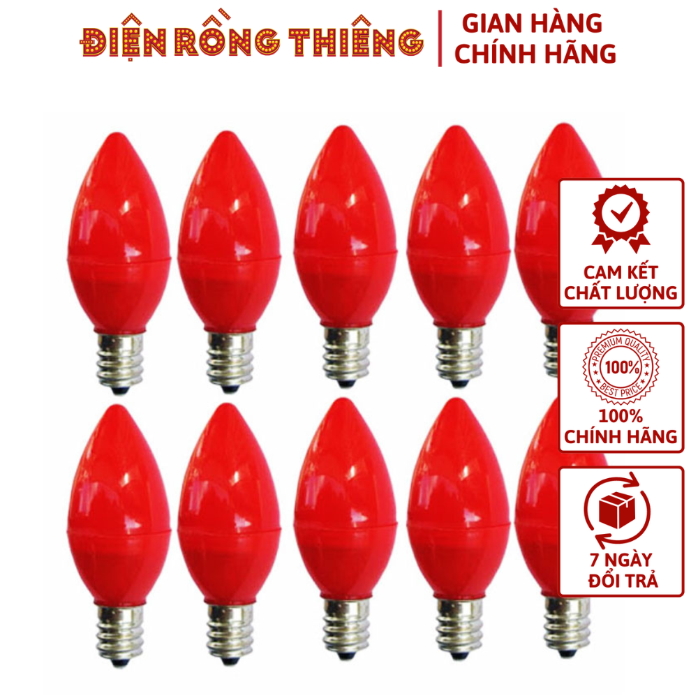 Bóng và đuôi đèn led trái ớt đuôi e12 có đủ màu