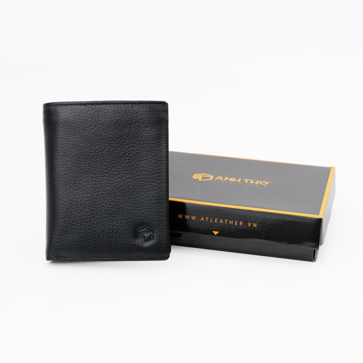 Min-02 Standing Wallet Made of Italian Cow Leather, Wallet Size 9.5X12Cm, Fits Both Old and New Documents, Two Colors: Black and Brown, Anh Tho Leather