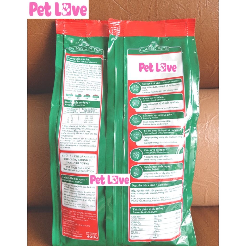 COMBO 6 CLASSIC thức ăn hạt cho chó lớn (6 x 400g/ gói = 2,4kg)