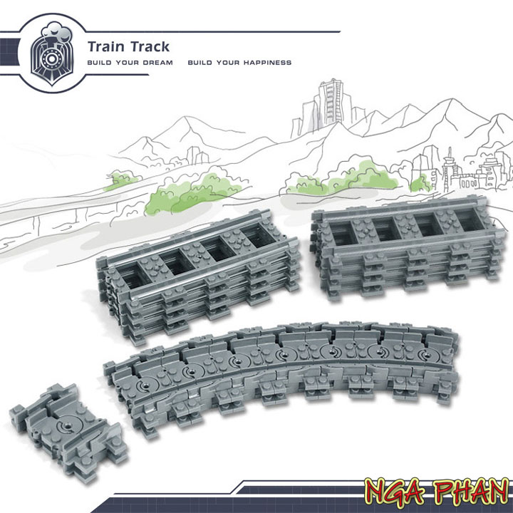 Đường ray tàu hỏa city đồ chơi xếp hình lắp ráp kazi moc diy