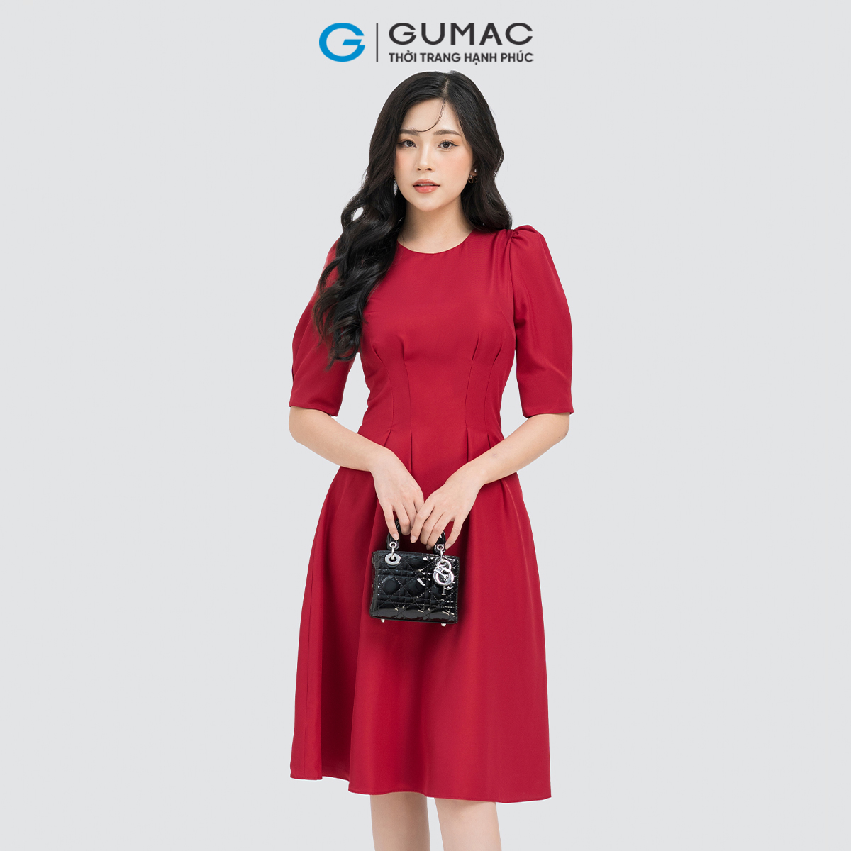 [15 - 17.6 |Voucher 8-15%] Đầm nữ tay phồng chiết ly GUMAC LDE0606