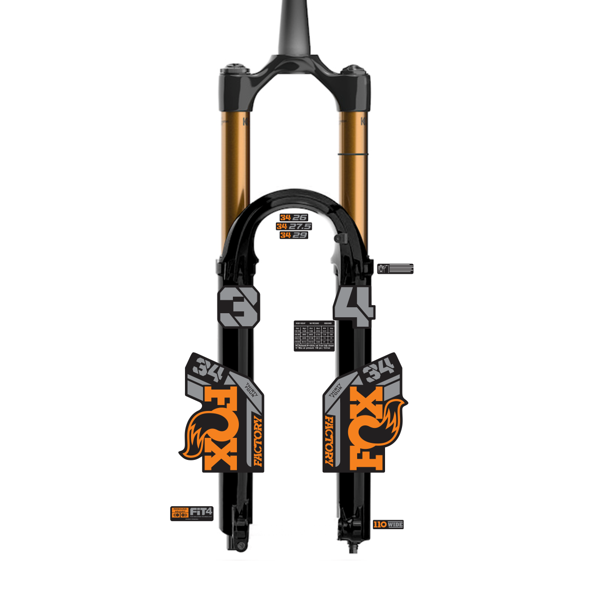 tem decal dán phuộc xe đạp địa hình Fox kashima  34 2022 | cheetahdecals.com