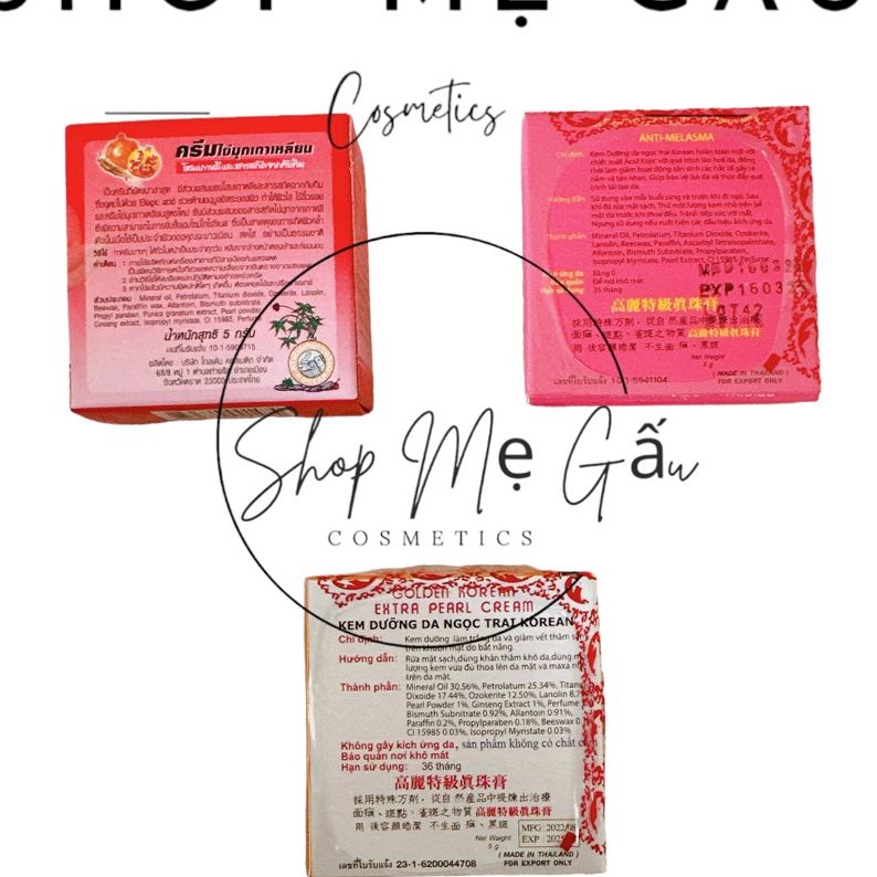 Lẻ 01 hộp kem sâm vàng, đỏ, hồng thái