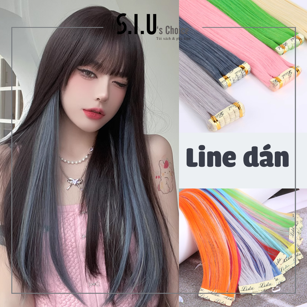 [LINE DÁN] Tóc giả highlight dán giống tóc thật dài 65cm siuschoice