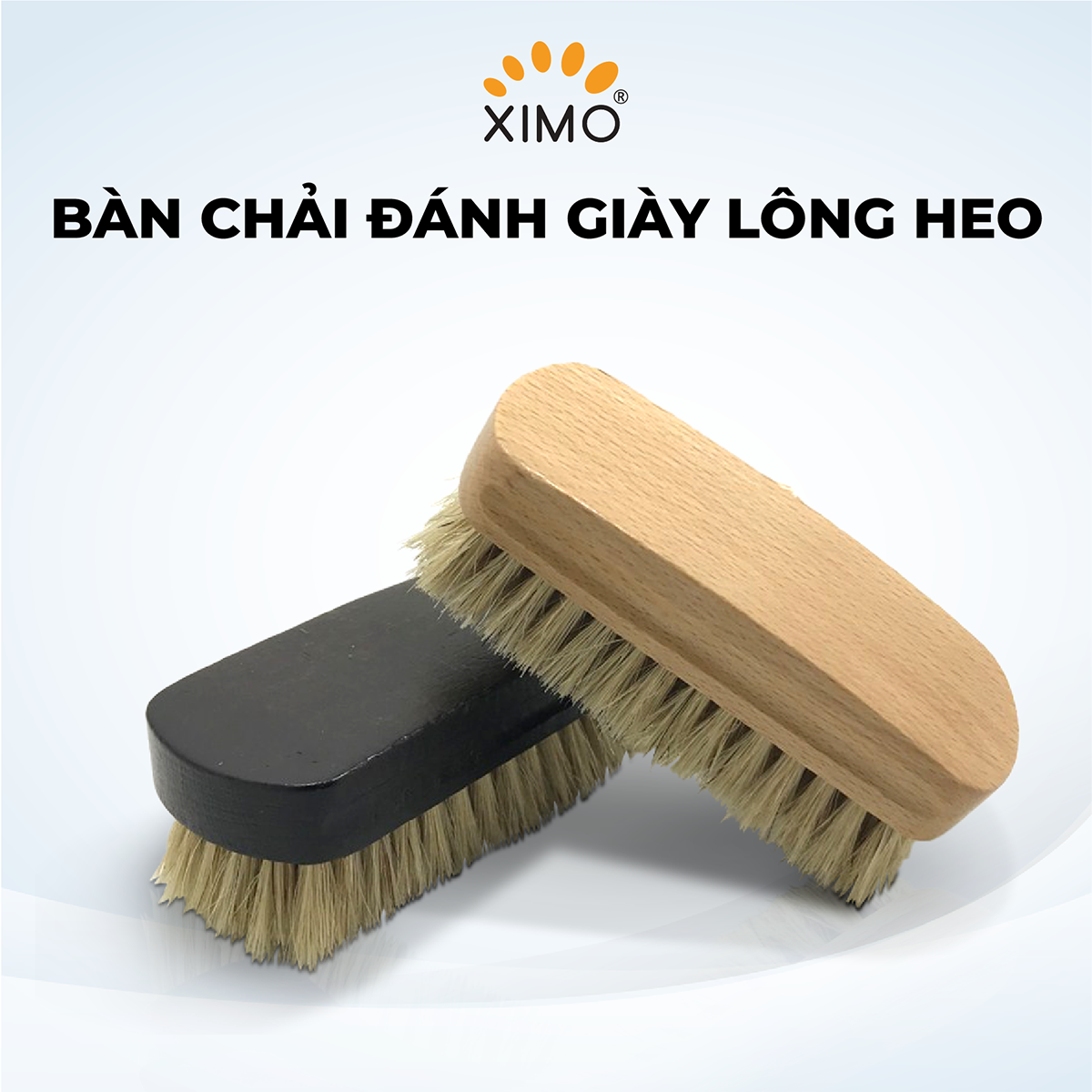 Bàn chải gỗ đánh giày lông heo thật XIMO BCDG04