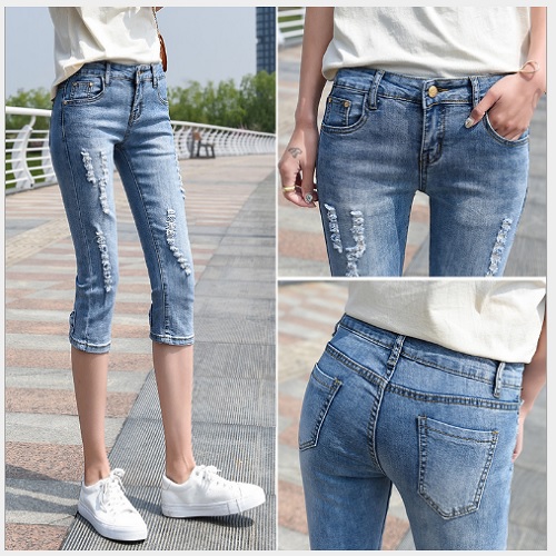 Quần jean lửng co giãn Quảng Châu cho nữ LS_Q082