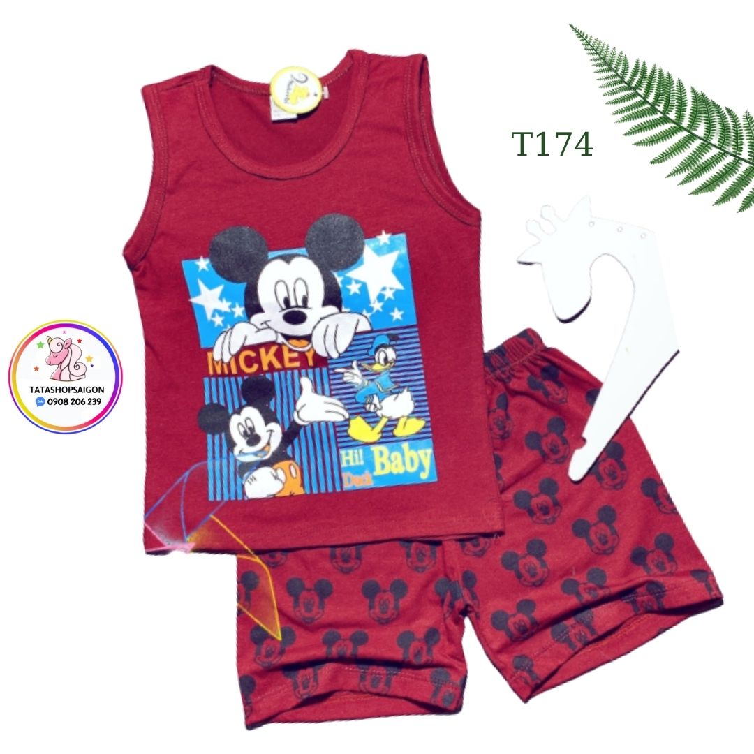 Bộ đồ ba lỗ bé trai - bộ thun sát nách cho bé trai chất cotton mặc mát t174