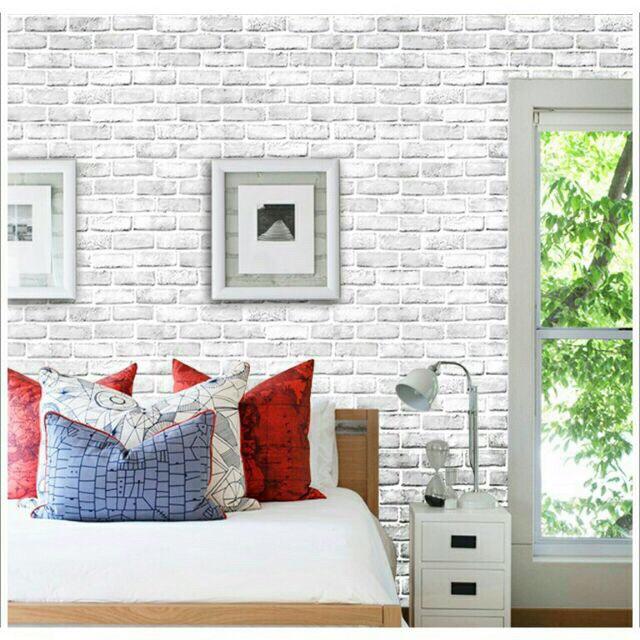 [HCM]Cuộn 5M decal giấy dán tường (có sẵn keo) - gạch xám khói 3D