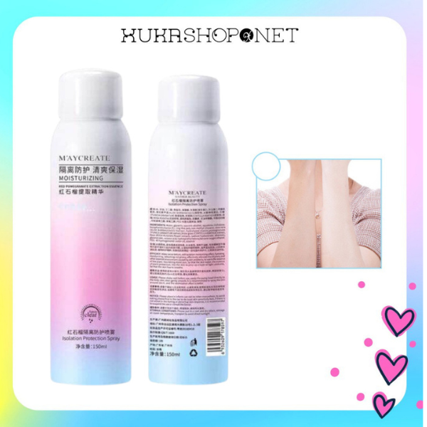 Xịt Chống Nắng Dưỡng Trắng Da MayCreate Moisturizing 150ml giúp chống nắng, nâng tông và căng bóng da
