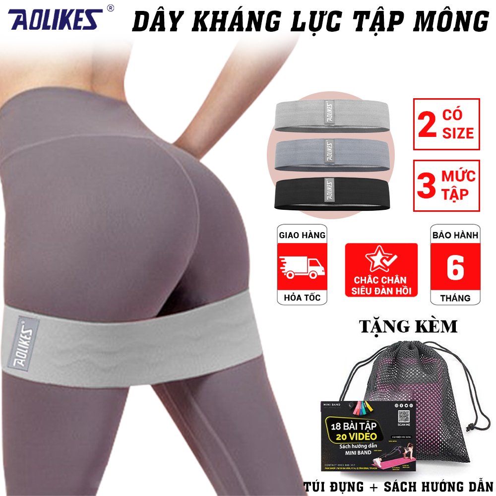 Dây kháng lực, dây mini band tập gym tập cơ mông đùi chân Aolikes AL3605