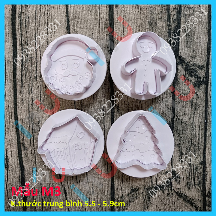 HCM - Bộ khuôn cắt bánh quy, khuôn cutter nhấn bánh cookies Noel chủ đề giáng sinh Merry Christmas