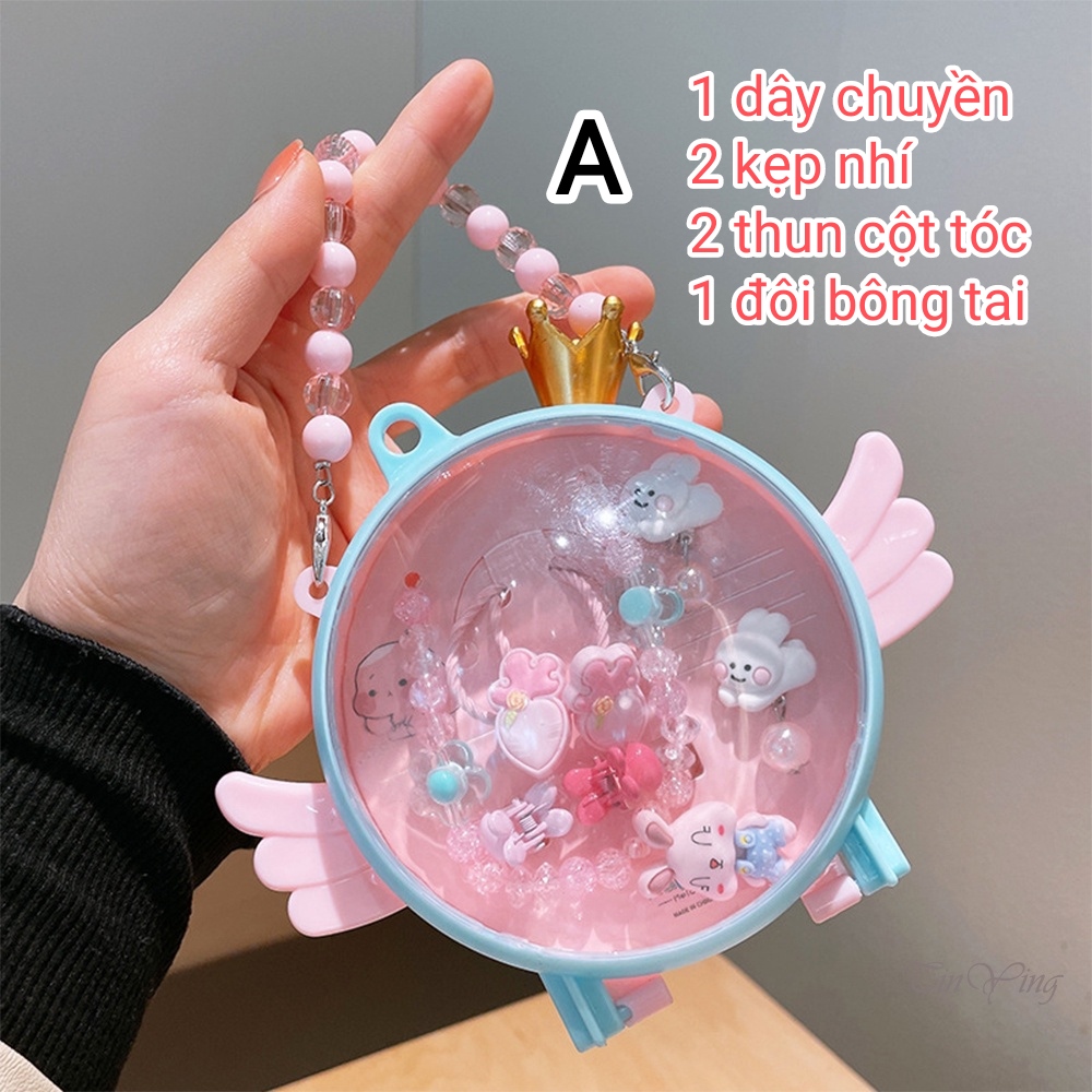 Hộp Quà Tặng Gift Box Đồ Chơi Trang Sức Cột Tóc Kẹp Tóc Phong Cách Công