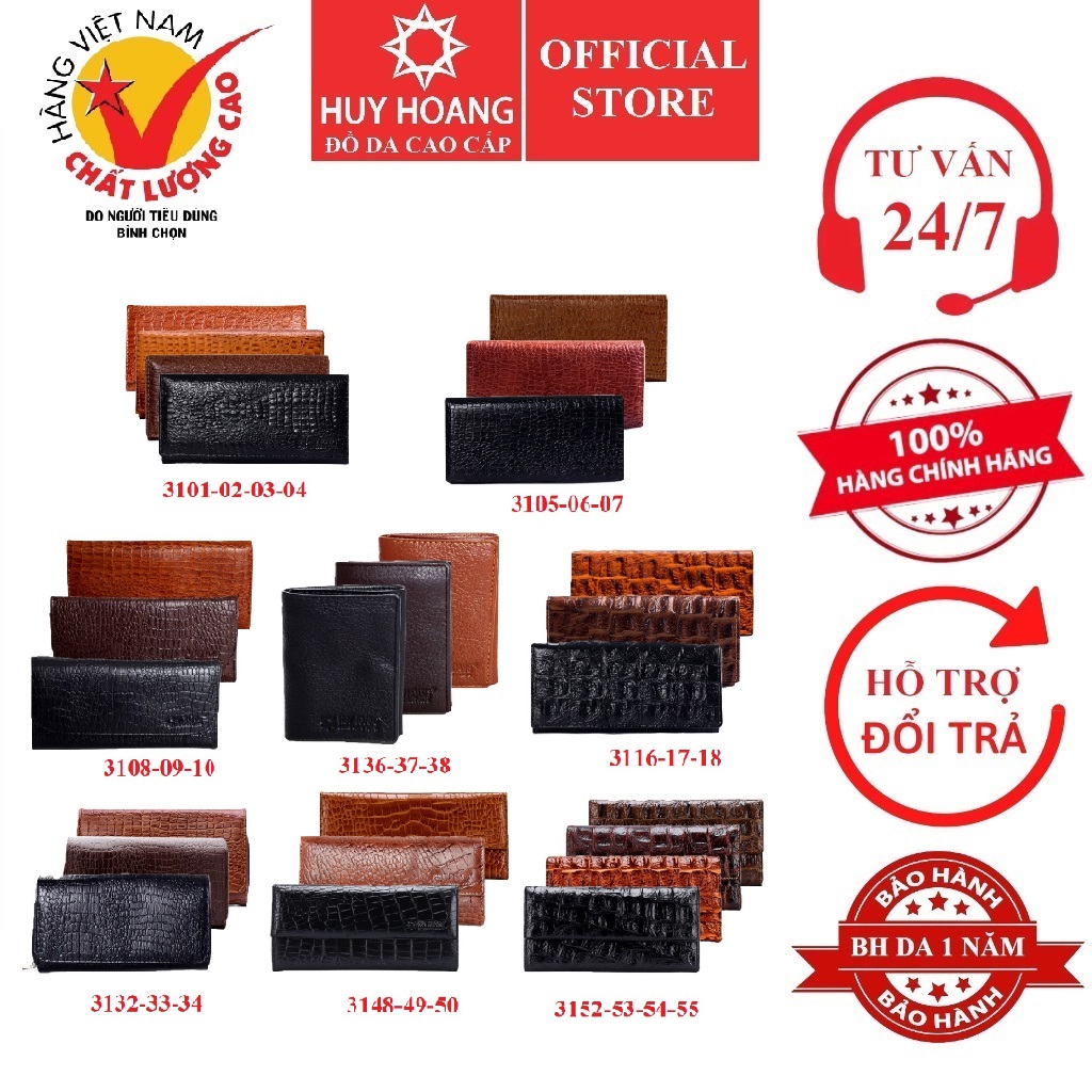 Ví nữ da bò nhiều loại màu da, đen, nâu, vàng bò HK3101-05-08-16-32-36-48-52