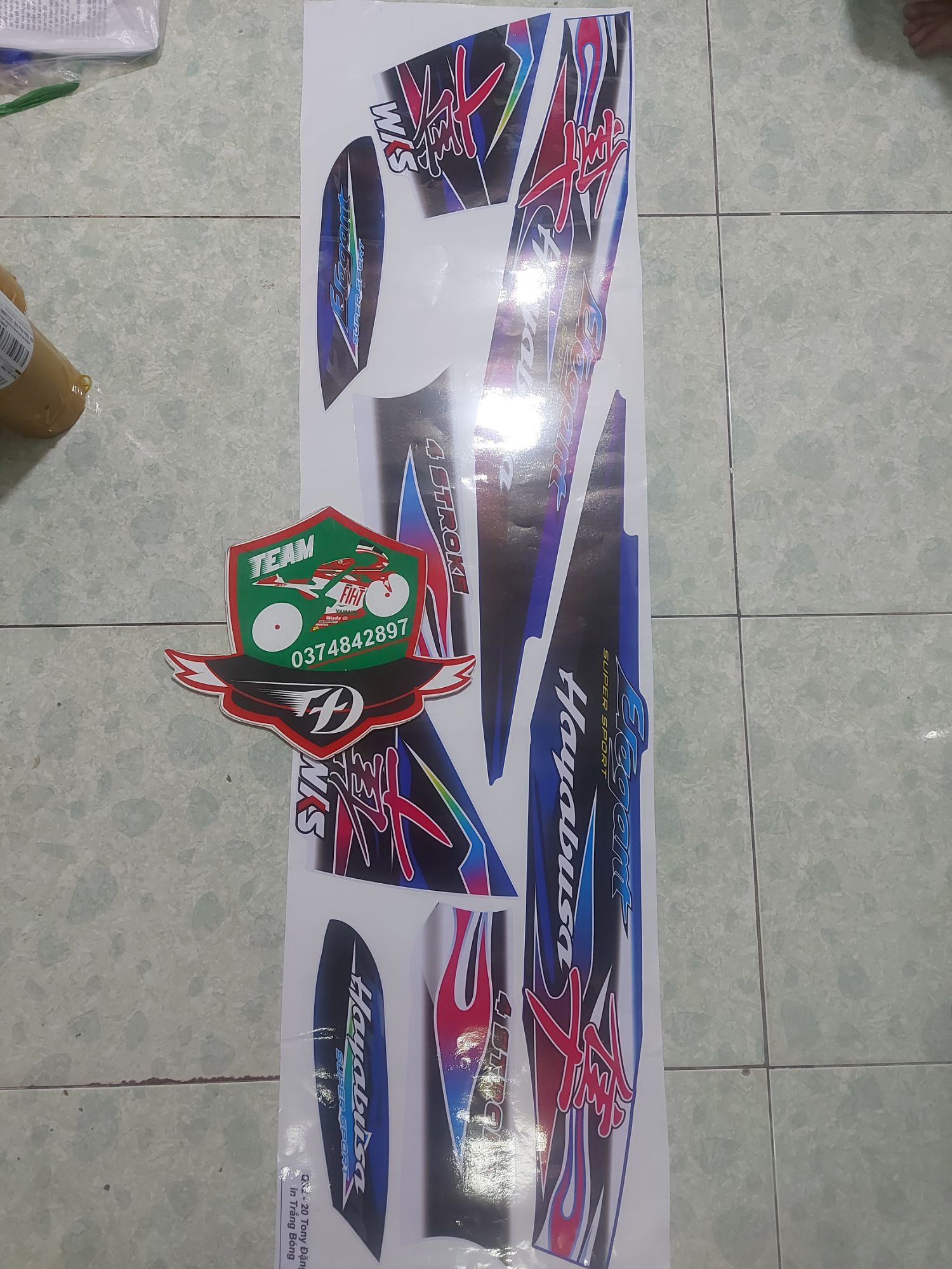 [HCM]Tem xe Elegant  tem rời cao cấp mẫu hayabusa dán xe xanh  xe đen  xe trắng