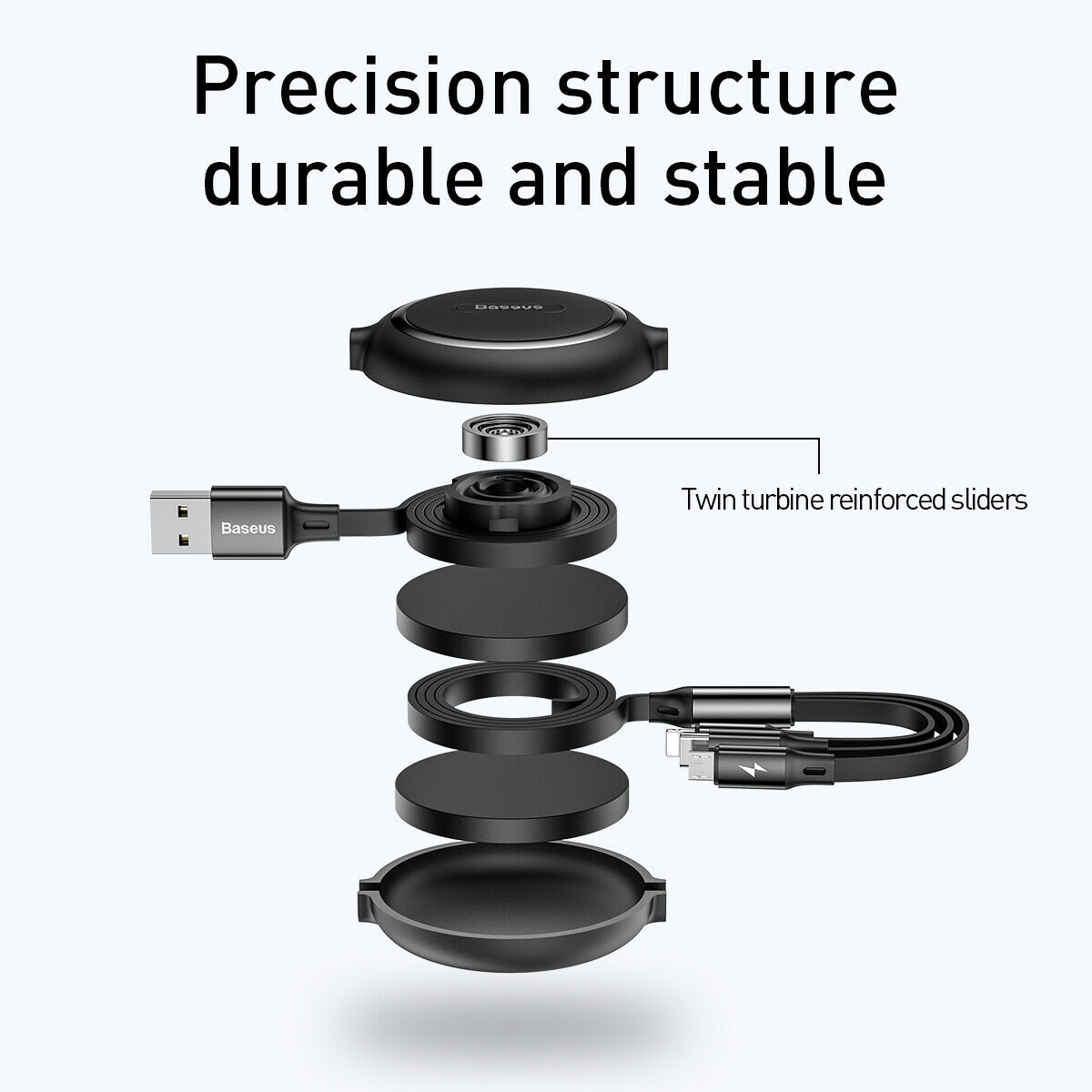 Cáp Sạc Dây Rút 3 Đầu Baseus Golden Loop 3 In 1 Elastic (3.5A, Type C/ Lightning/ Micro Usb, Adjustable, Data & Fast Charge Cable)