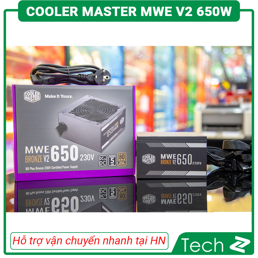 [FREESHIP MAX] Nguồn máy tính Cooler Master MWE V2 230V 650 650W Plus Bronze (80 Plus Bronze/Màu Đen)