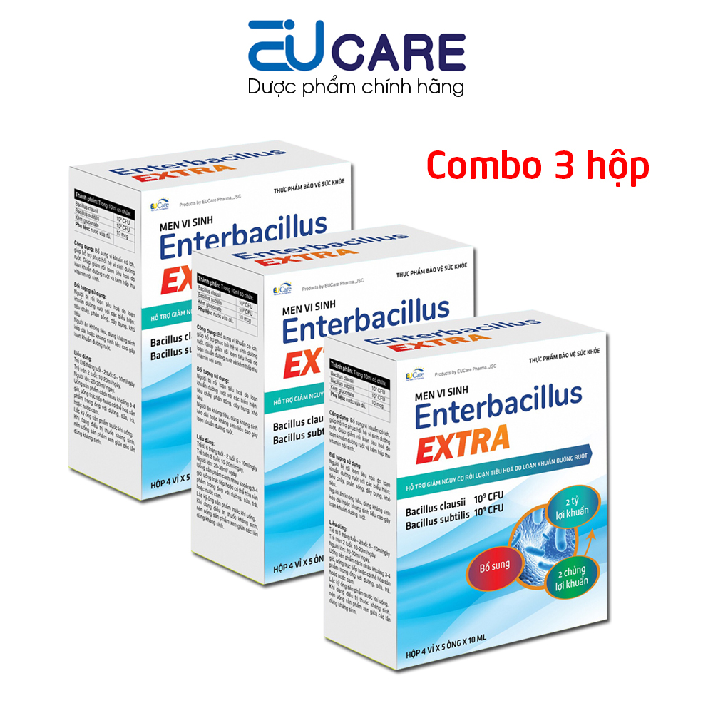 Combo 3 hộp Men vi sinh dạng ống Enterbacillus Extra bổ sung 2 tỷ lợi khuẩn
