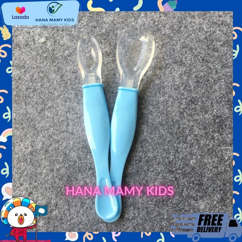 Set 2 thìa silicon có hộp cho bé