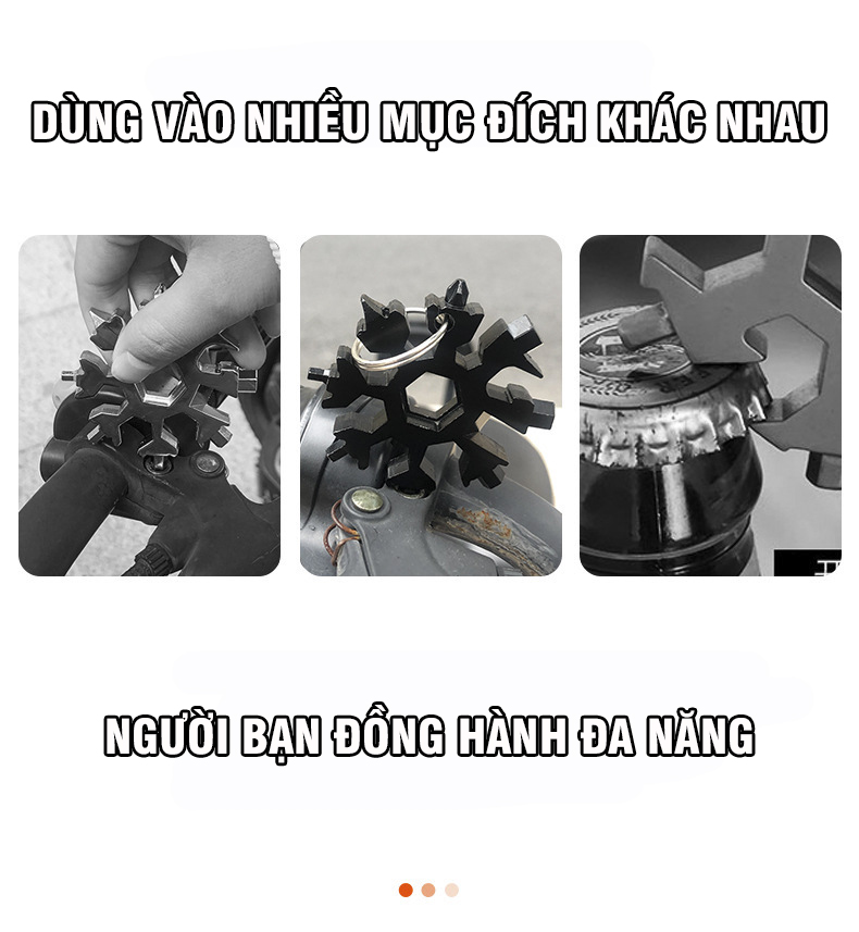 Móc Khóa Hình Bông Tuyết Cờ Lê Đa Năng Tích Hợp 18 Đầu Trong 1 Tiện Lợi Nhỏ Gọn Thông Minh