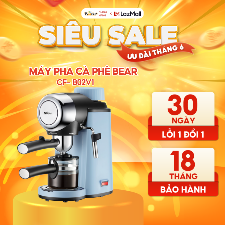 Máy Pha Cafe Bear B02V1 Tự Động Pha Cafe, Pha Espresso Phong Cách Ý Mini Pha Cà phê