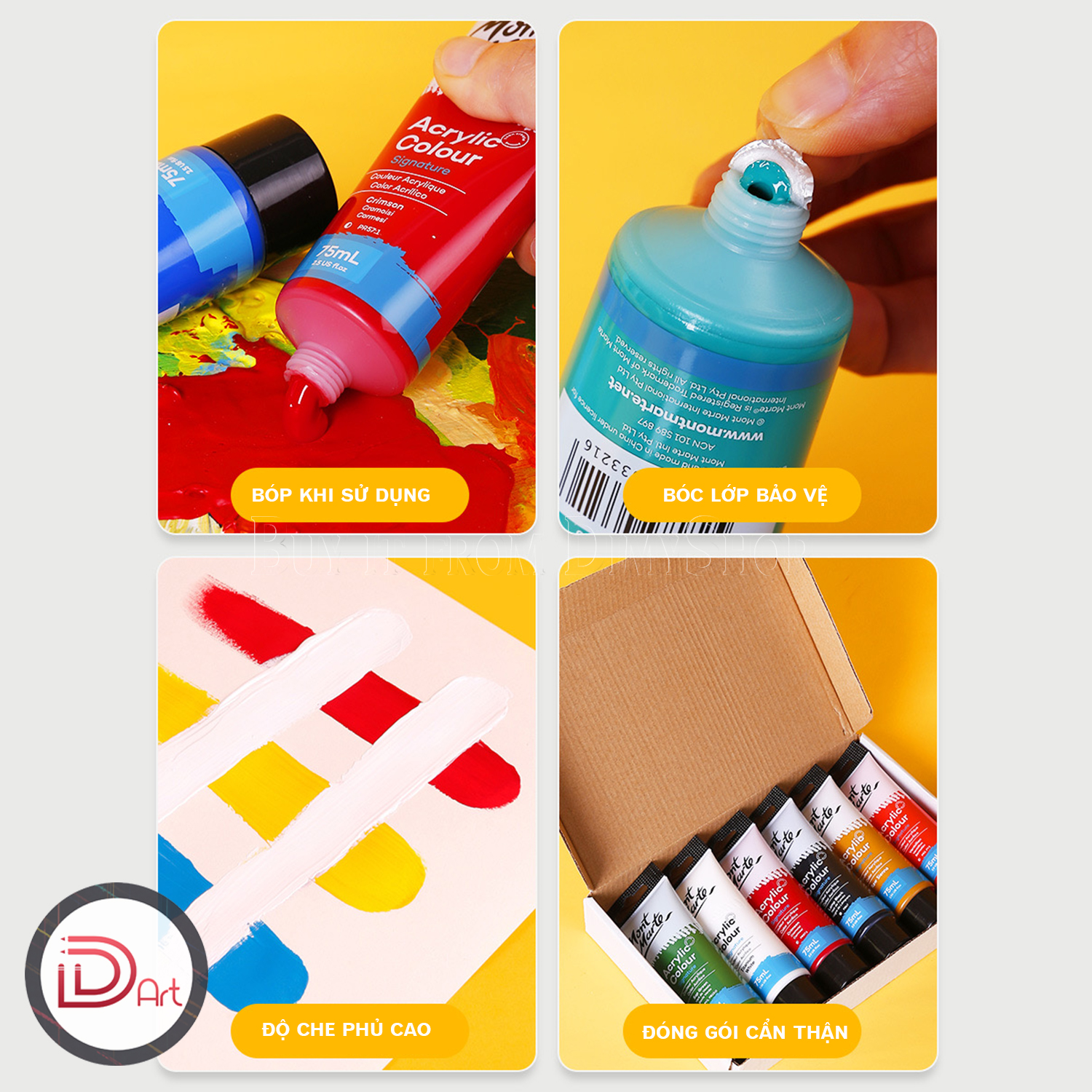 [PART 1] Màu vẽ Acrylic MONT MARTE tuýp lẻ (75ml)