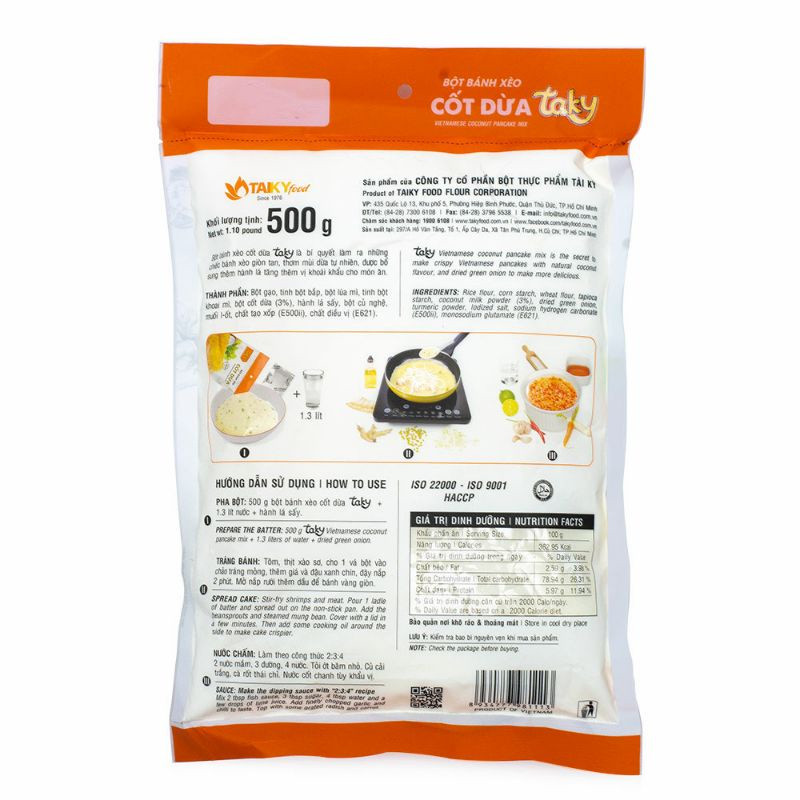GÓI 500GR BỘT BÁNH XÈO CỐT DỪA TAKY