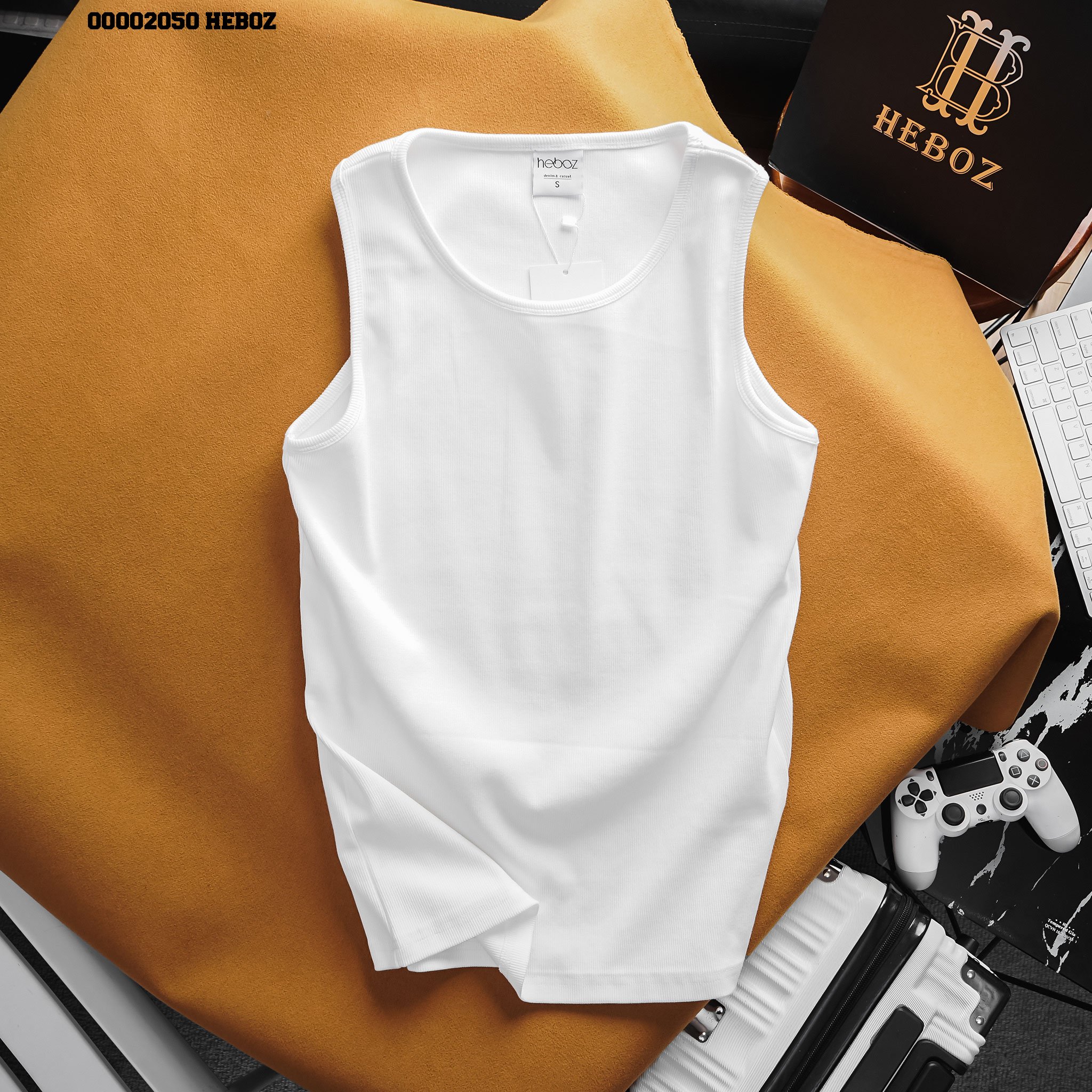 Áo thun tank top cotton gân Heboz 2M, áo ba lỗ nam co giãn thoáng mát - 00002050