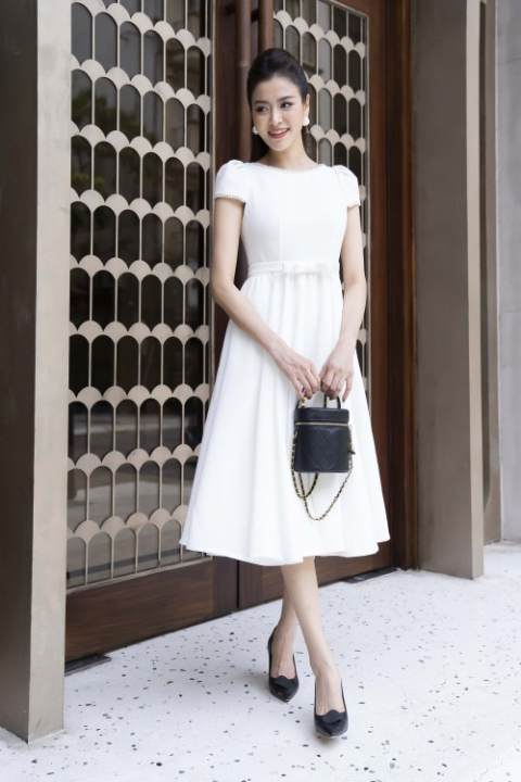 Đầm trắng phối đai SIXDO – SIXDO >>> top1shop >>> lazada.vn