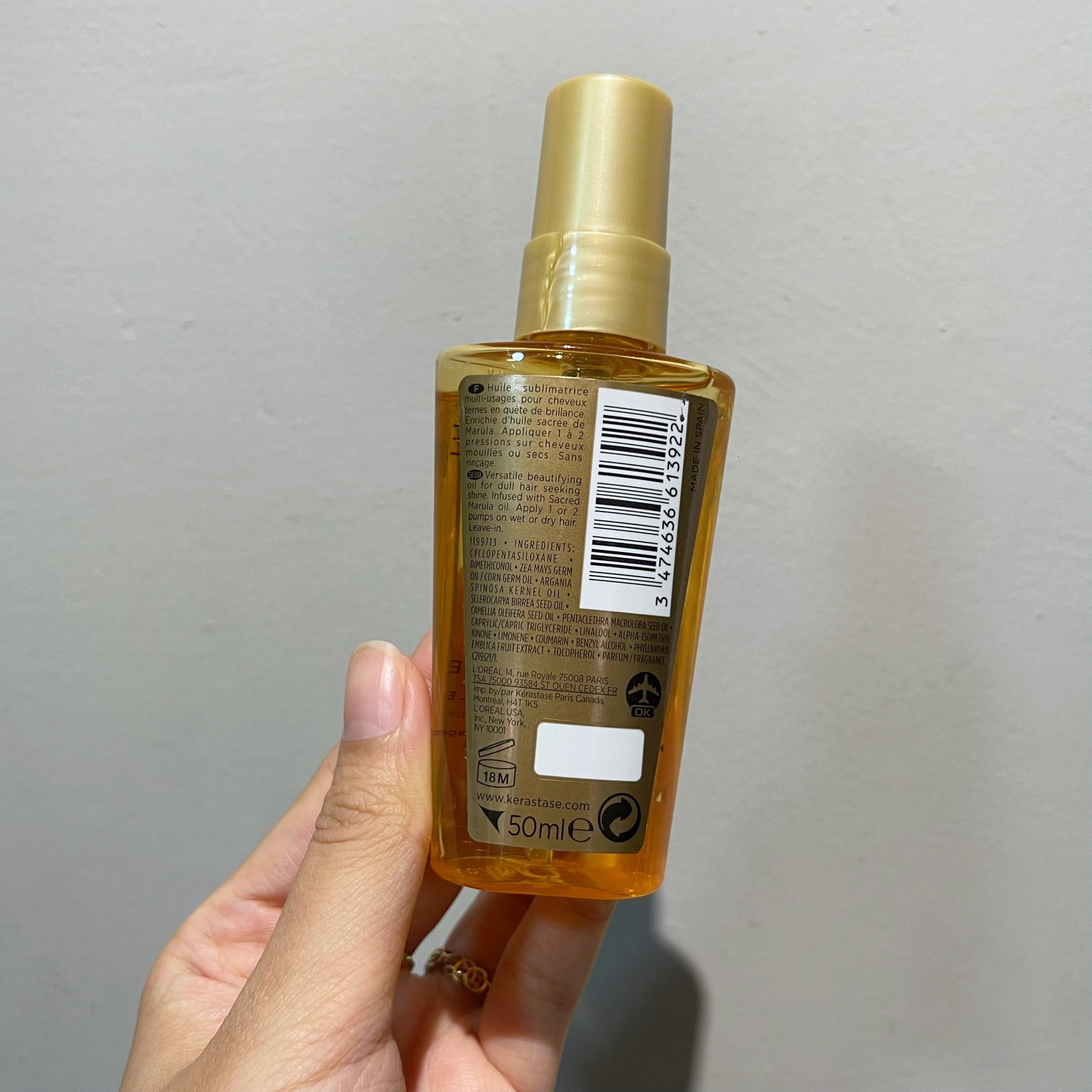 Dầu Dưỡng Tóc Phục Hồi Tóc Kerastase Elixir Ultime 50ml (Không kèm hộp)
