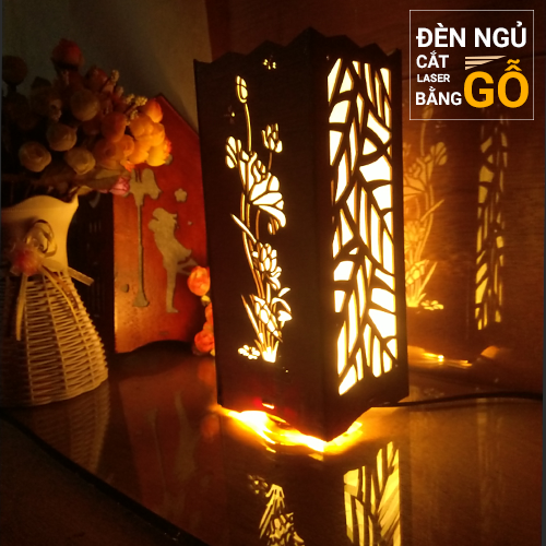 Đèn ngủ để bàn bằng gỗ cao cấp - Có tăng giảm sáng sử dụng LED siêu tiết kiệm điện