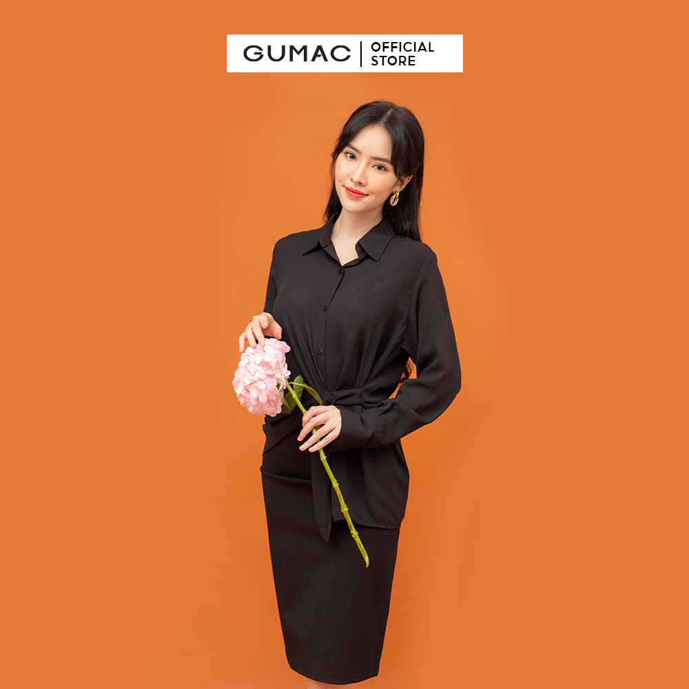 [15 - 17.5 | TẶNG QUÀ đơn từ 499K] Áo sơ mi nữ phối đai  mẫu mới GUMAC AB854