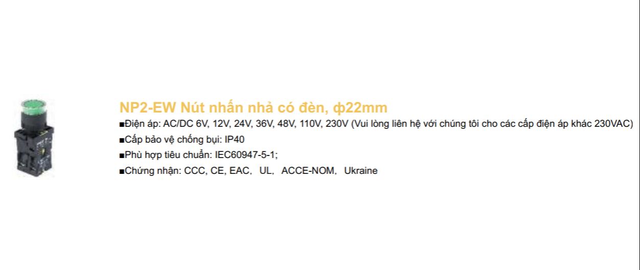 Nút nhấn nhả có đèn Chint xanh đỏ phi 22mm (CHÍNH HÃNG)
