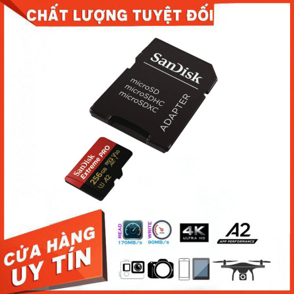 [SIÊU KHUYỄN MÁI] Thẻ Nhớ MicroSDXC SanDisk Extreme Pro V30 A2 256GB 170MB/s SDSQXCZ-256G-GN6MA - Bảo Hành 3 Năm Miên phí Đổi trả 7 Ngày