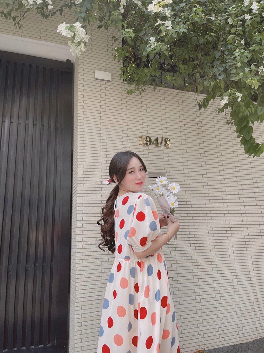 ĐẦM CHẤM BI BABY TAY BÚP NỮ TÍNH