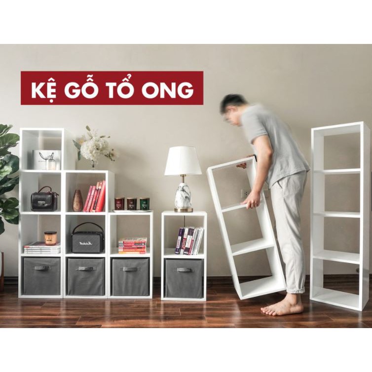 Kệ sách gỗ - kệ sách tổ ong đa năng