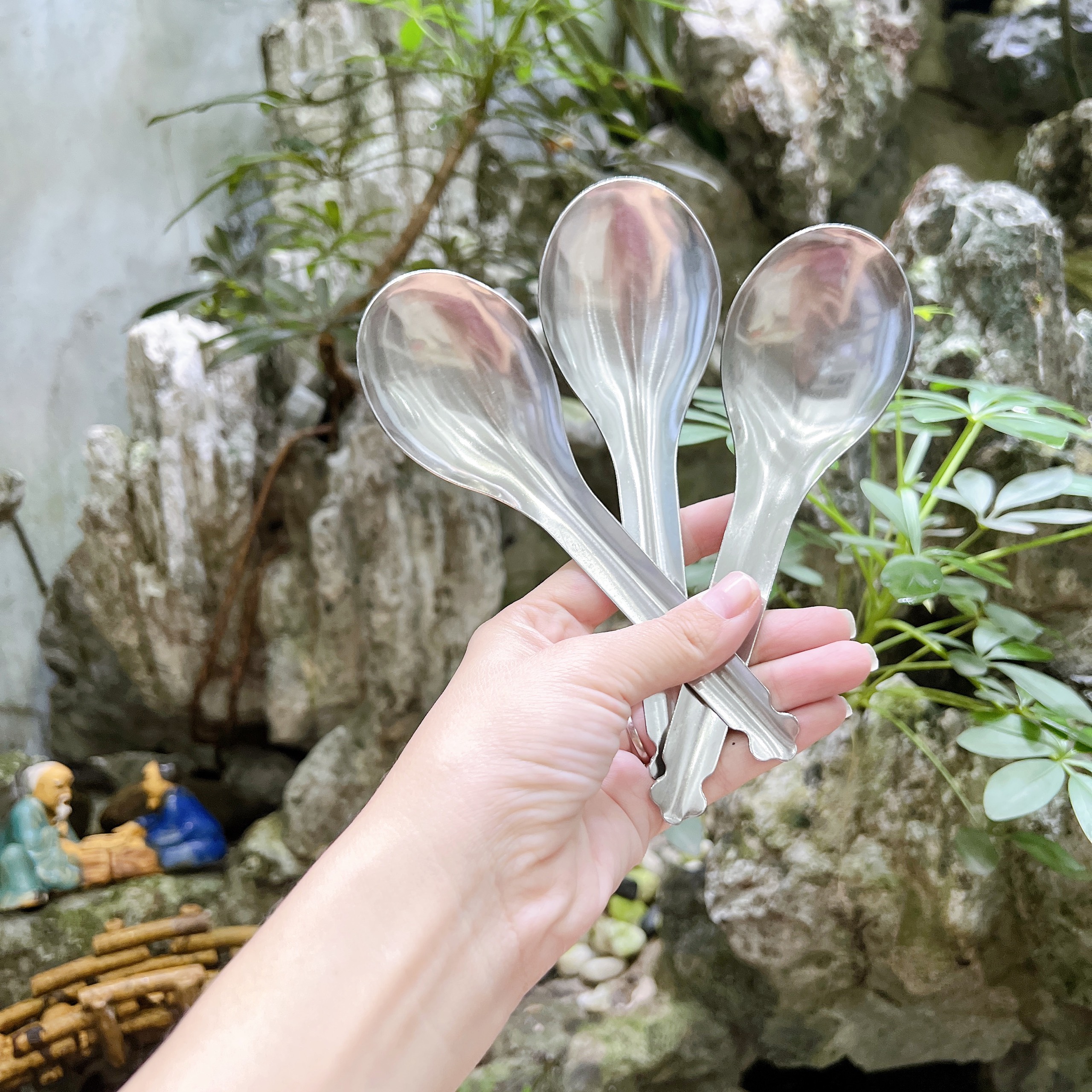 Muỗng canh sâu cán dài - Thìa Muỗng ăn cơm,ăn phở,ăn canh inox cao cấp