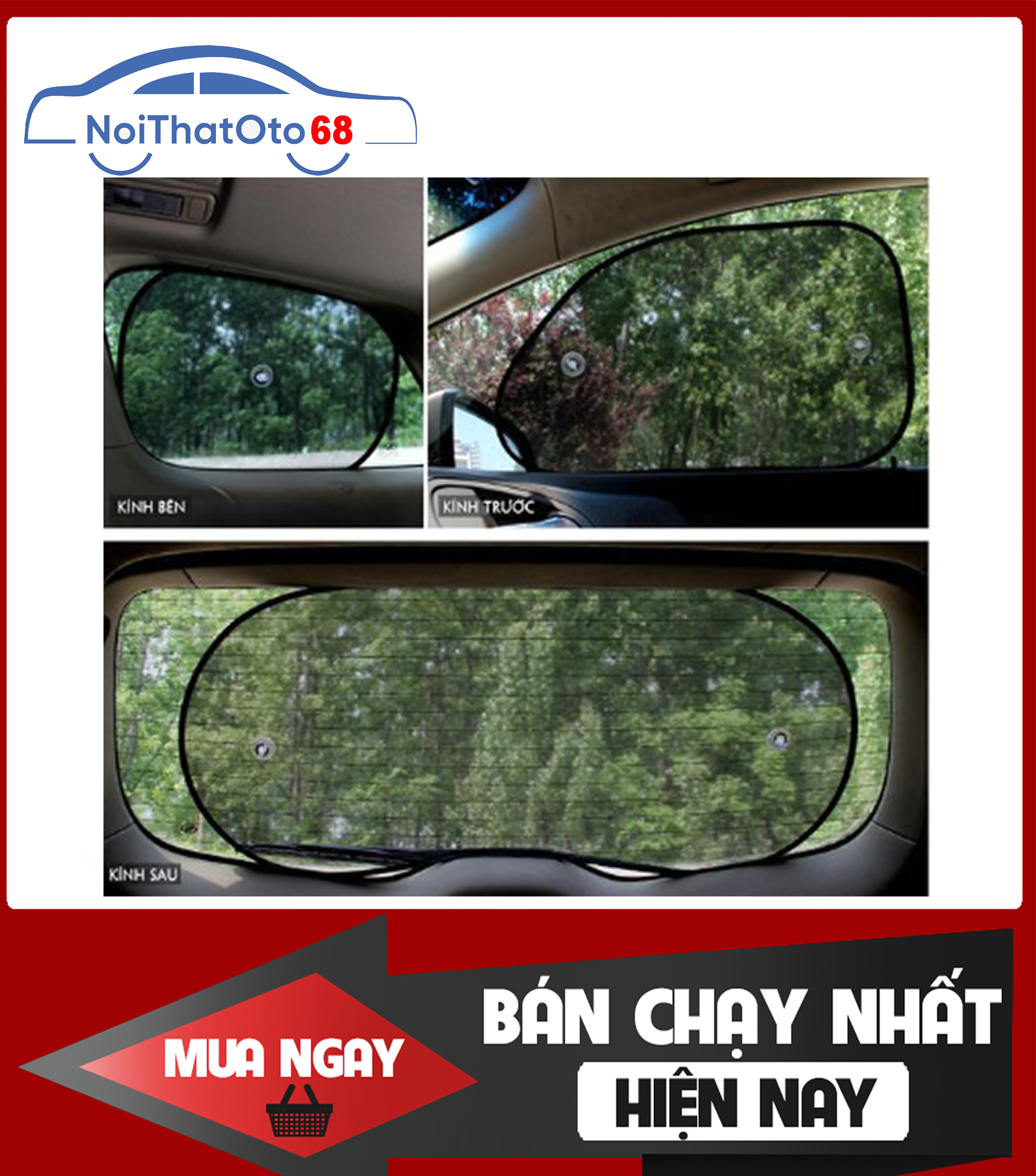 Bộ 5 tấm chắn nắng cách nhiệt cho ô tô đế hút chân không
