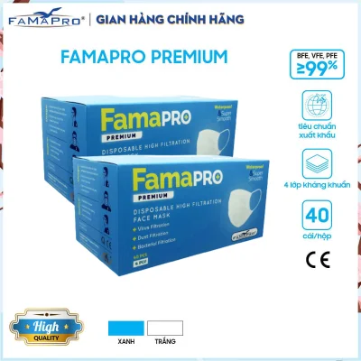 Combo 2 hộp khẩu trang y tế cao cấp 4 lớp kháng khuẩn Famapro Premium (40 cái / Hộp)