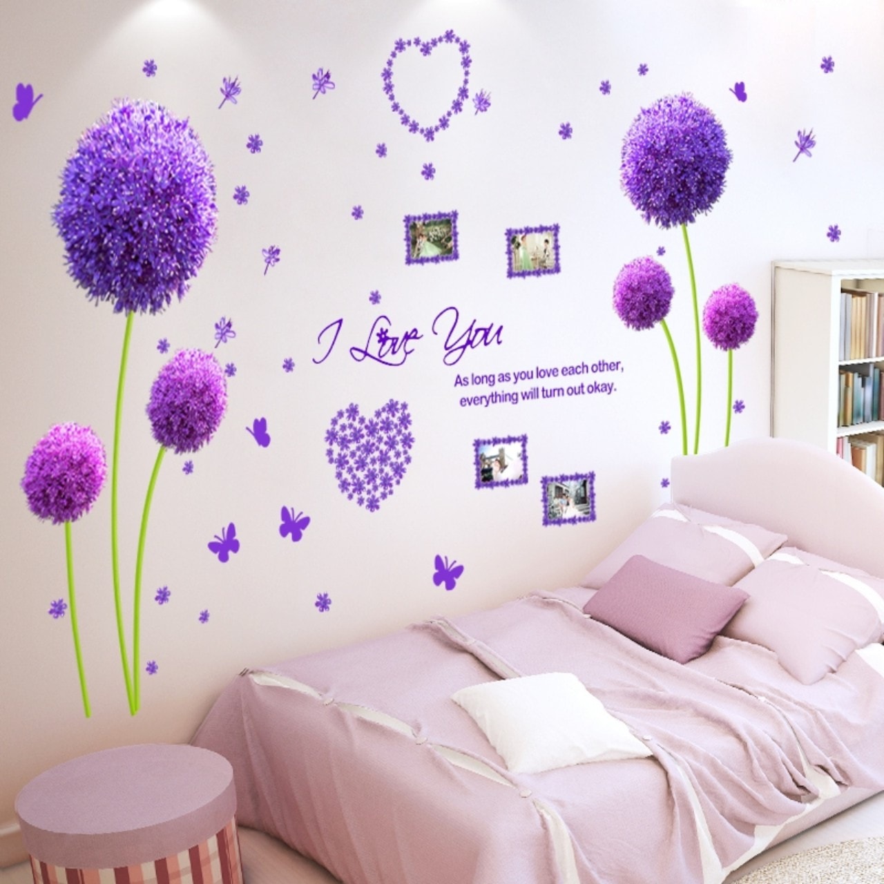 [HCM]DECAL DÁN TƯỜNG ĐÔI TÚ CẦU TÍM
