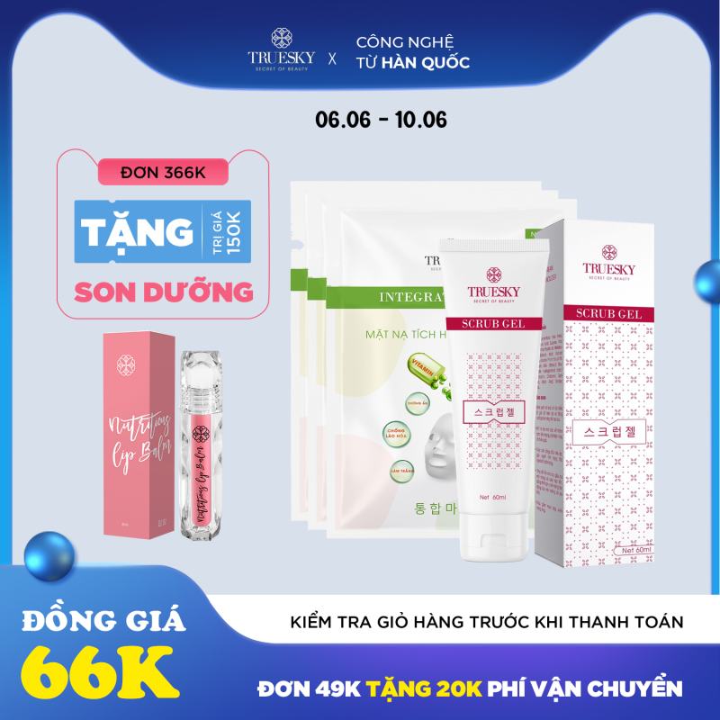 Bộ sản phẩm dưỡng trắng da mặt Truesky M05 gồm 1 gel tẩy tế bào da 60ml & 3 miếng mặt nạ dưỡng trắng da mặt giá rẻ