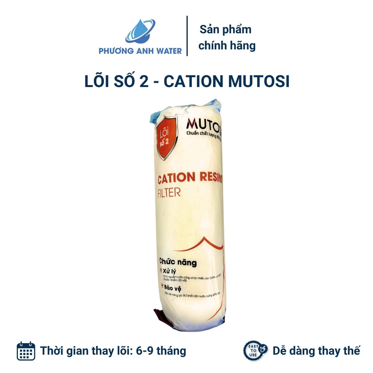 Bộ lõi lọc thô 123, lõi CTO, lõi Cation chính hãng Mutosi, lọc cặn, rỉ sét, xử lý nước cứng, bảo vệ màng RO