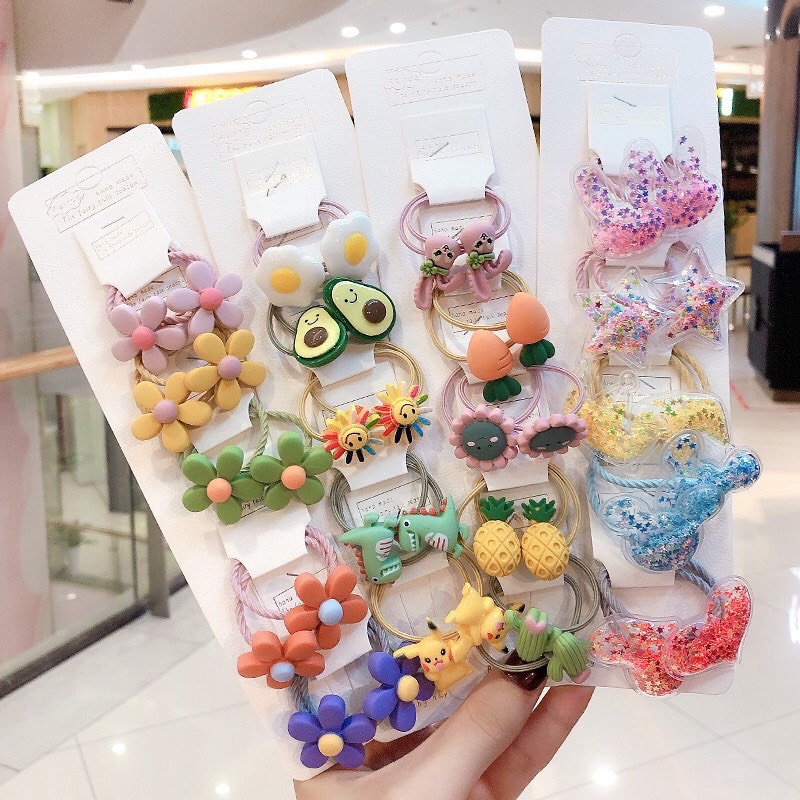Sét 5 đôi chun buộc tóc dễ thương Hàn Quốc