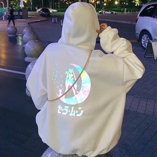 Áo Hoodie Phản Quang 7 Màu Siêu Hot Áo Khoác Dài Tay Chui Đầu Vải Nỉ Dầy Ấm Form Rộng Ulzzang Thời Trang