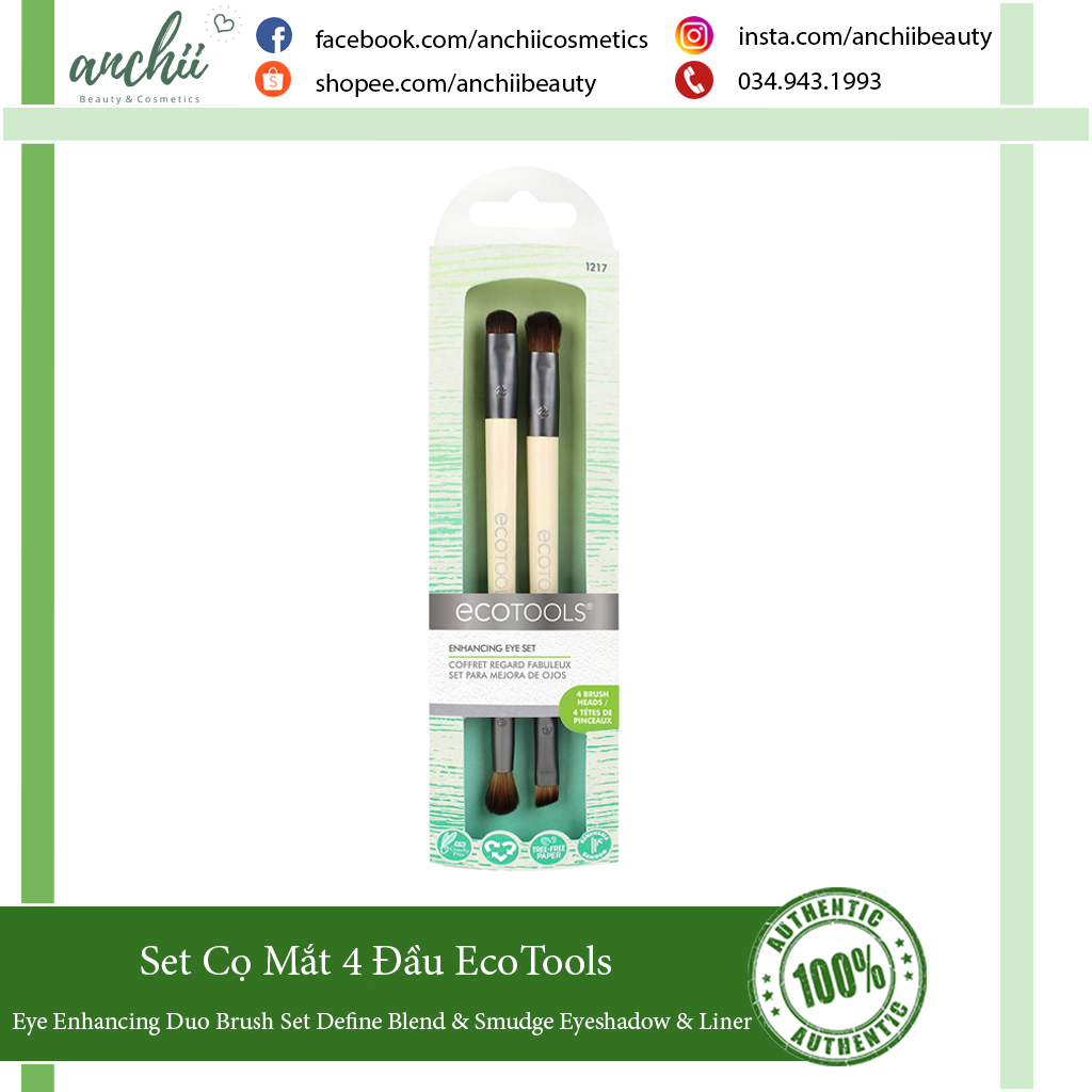 [TOP 1 UY TÍN] Cọ Mắt Ecotools Eye Enhancing Duo Brush Set Define Blend & Smudge Eyeshadow & Liner