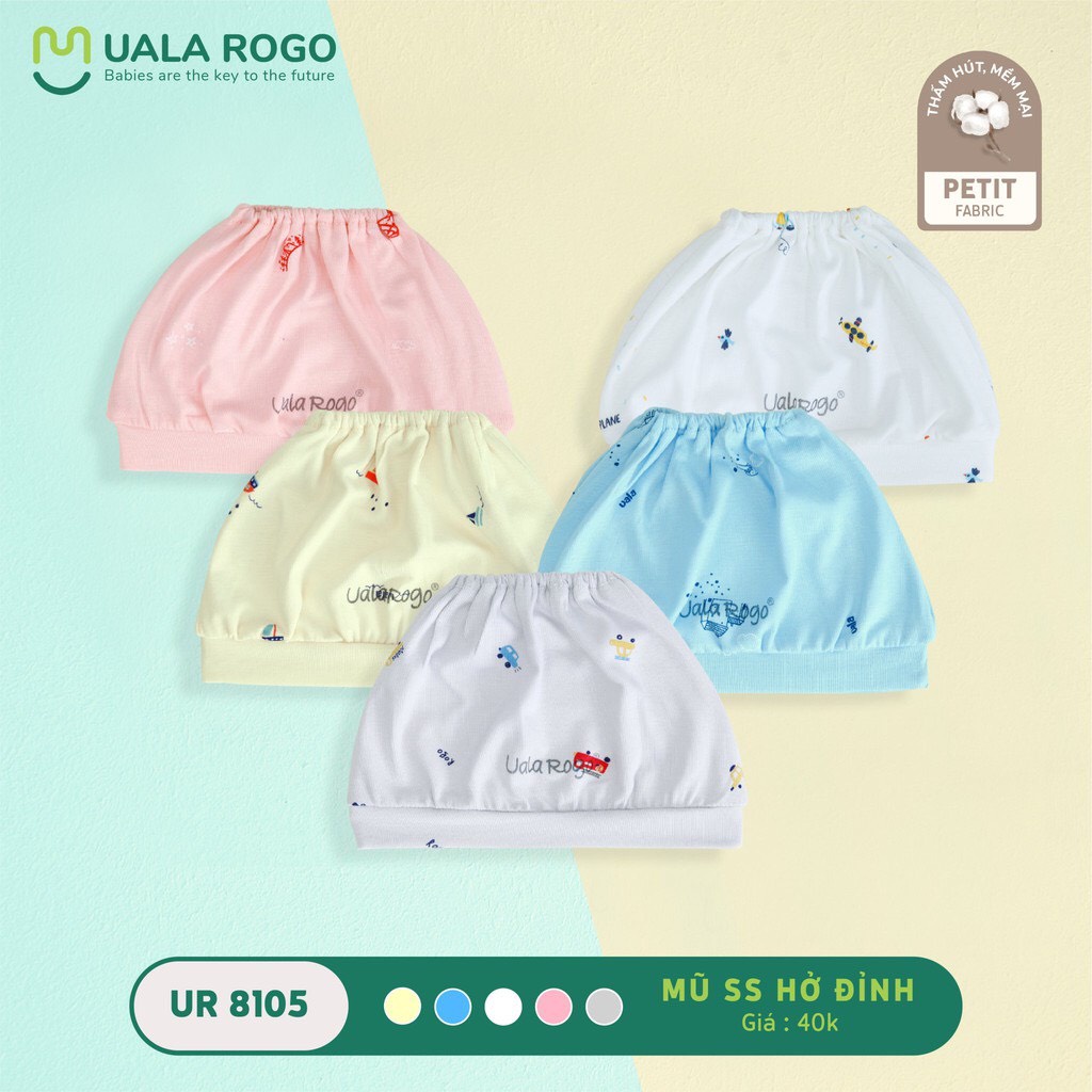 Uala rogo - mũ sơ sinh petit họa tiết hở đỉnh